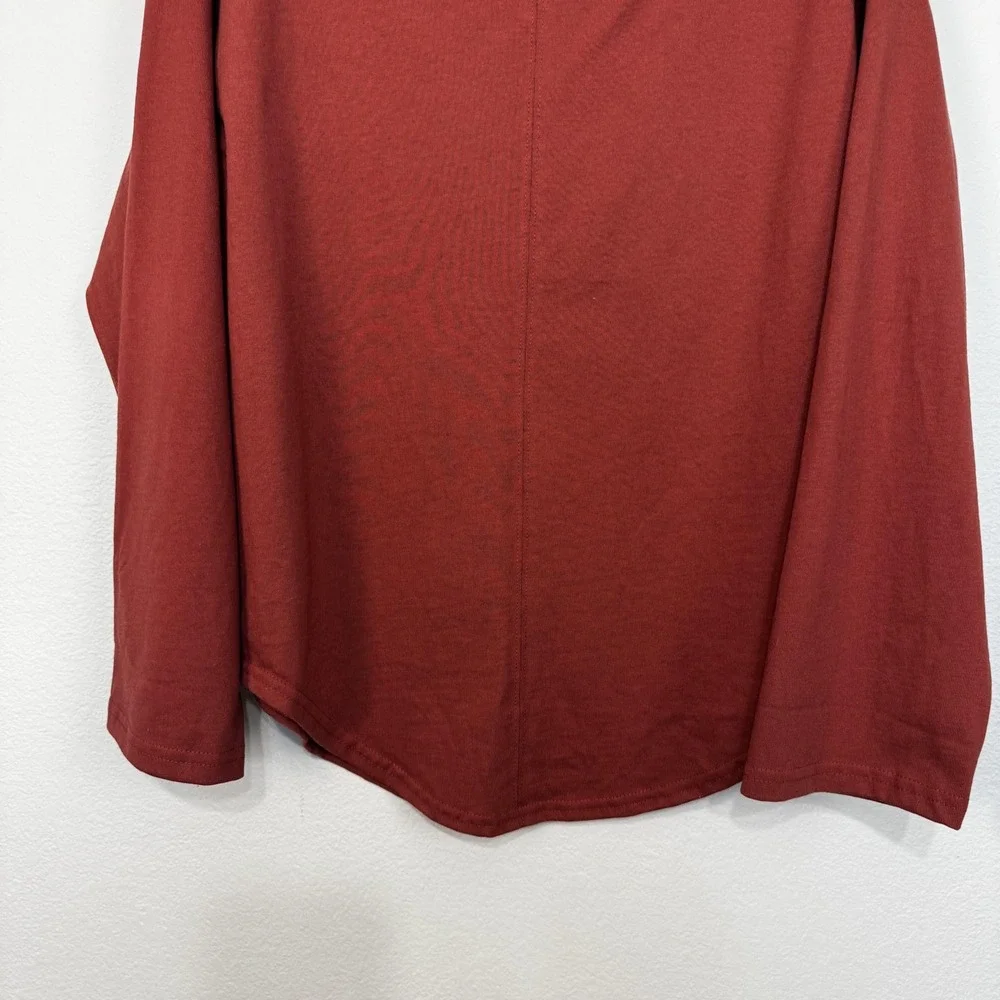 Free People FP Beach Shirt Women's XS‎ Rust Free People Long Sleeve Curve Hem